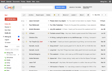 The new clean look Gmail interface